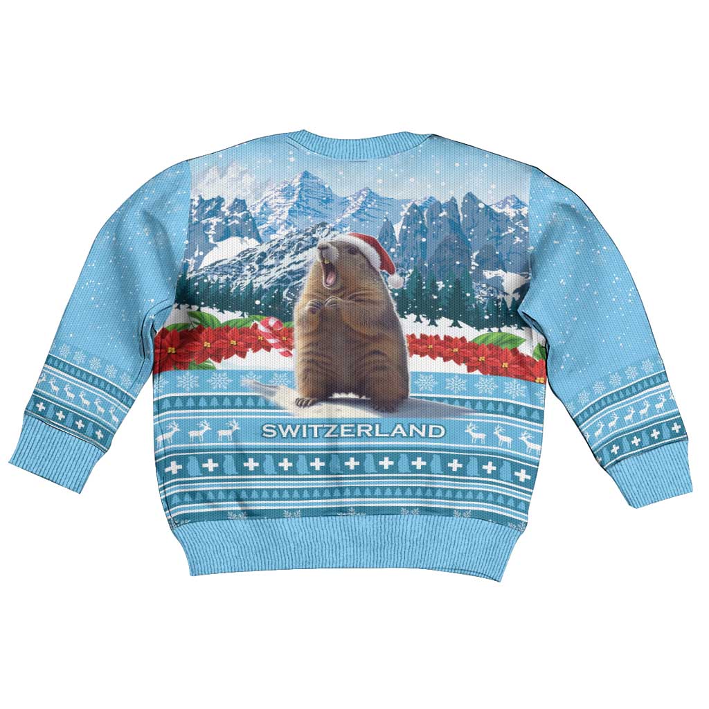 Switzerland Christmas Marmot Kid Ugly Christmas Sweater Joyeux Noel - Wonder Print Shop