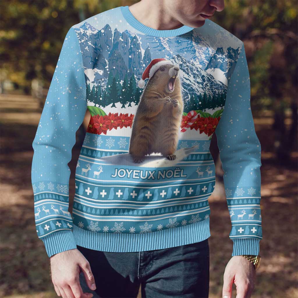 Switzerland Christmas Marmot Ugly Christmas Sweater Joyeux Noel - Wonder Print Shop