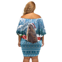 Switzerland Christmas Marmot Off Shoulder Short Dress Joyeux Noel - Wonder Print Shop