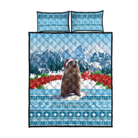 Switzerland Christmas Marmot Quilt Bed Set Joyeux Noel - Wonder Print Shop