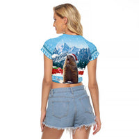 Switzerland Christmas Marmot Raglan Cropped T Shirt Joyeux Noel - Wonder Print Shop