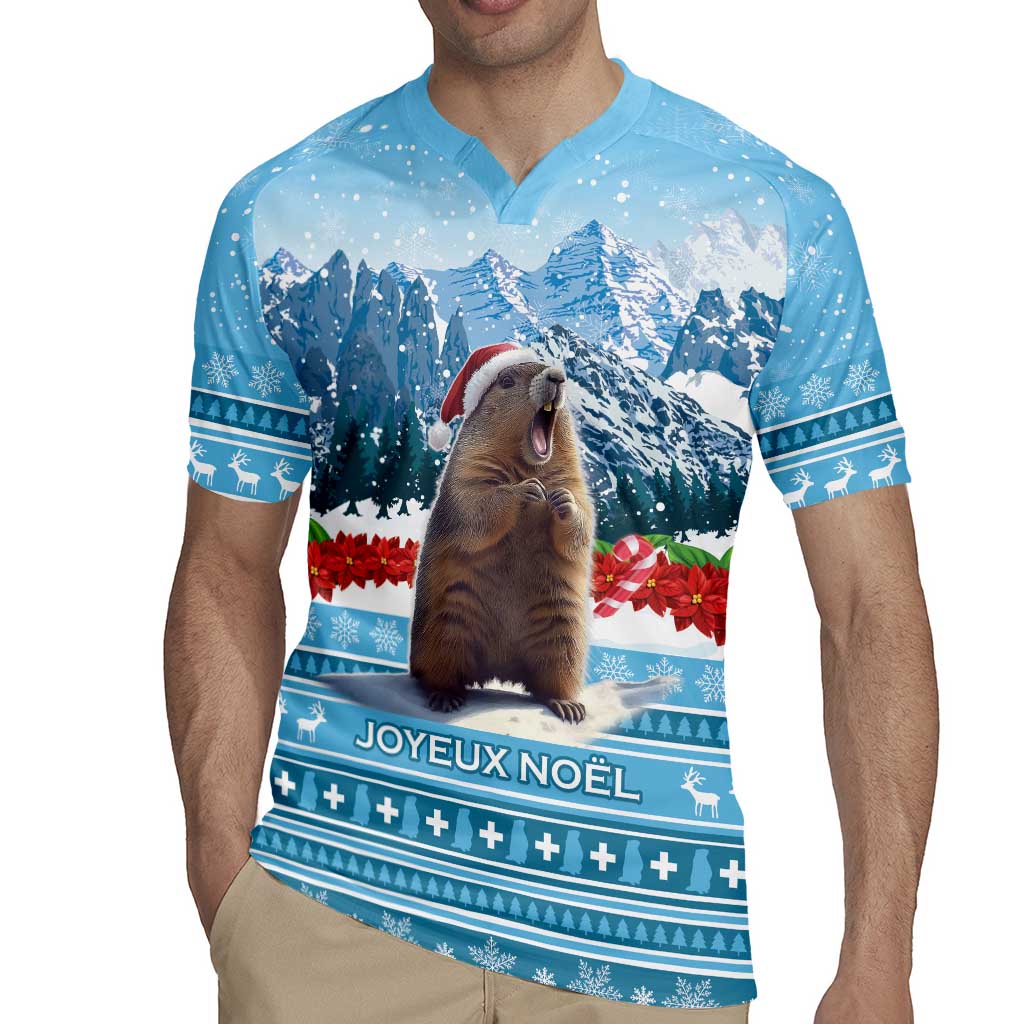 Switzerland Christmas Marmot Rugby Jersey Joyeux Noel - Wonder Print Shop