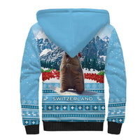 Switzerland Christmas Marmot Sherpa Hoodie Joyeux Noel - Wonder Print Shop