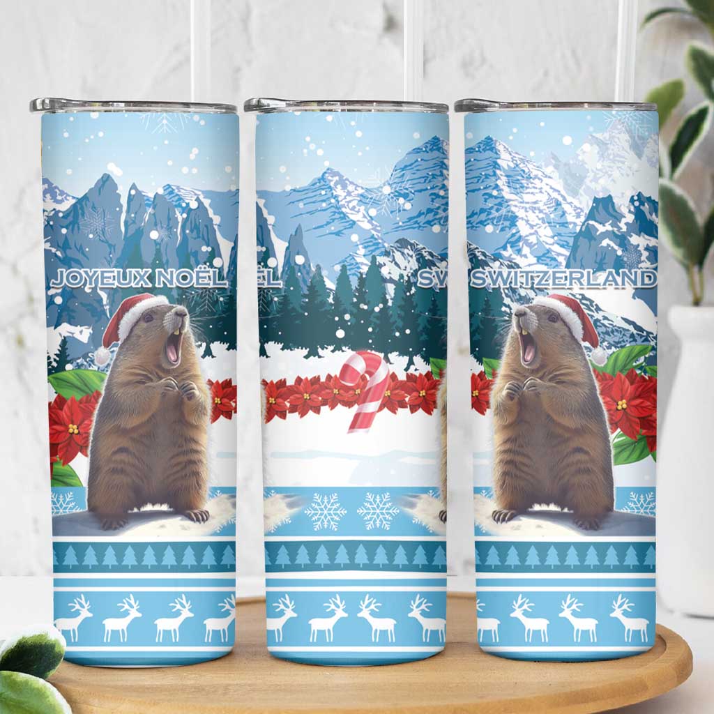 Switzerland Christmas Marmot Skinny Tumbler Joyeux Noel - Wonder Print Shop