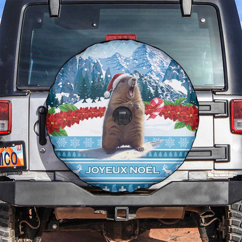 Switzerland Christmas Marmot Spare Tire Cover Joyeux Noel - Wonder Print Shop