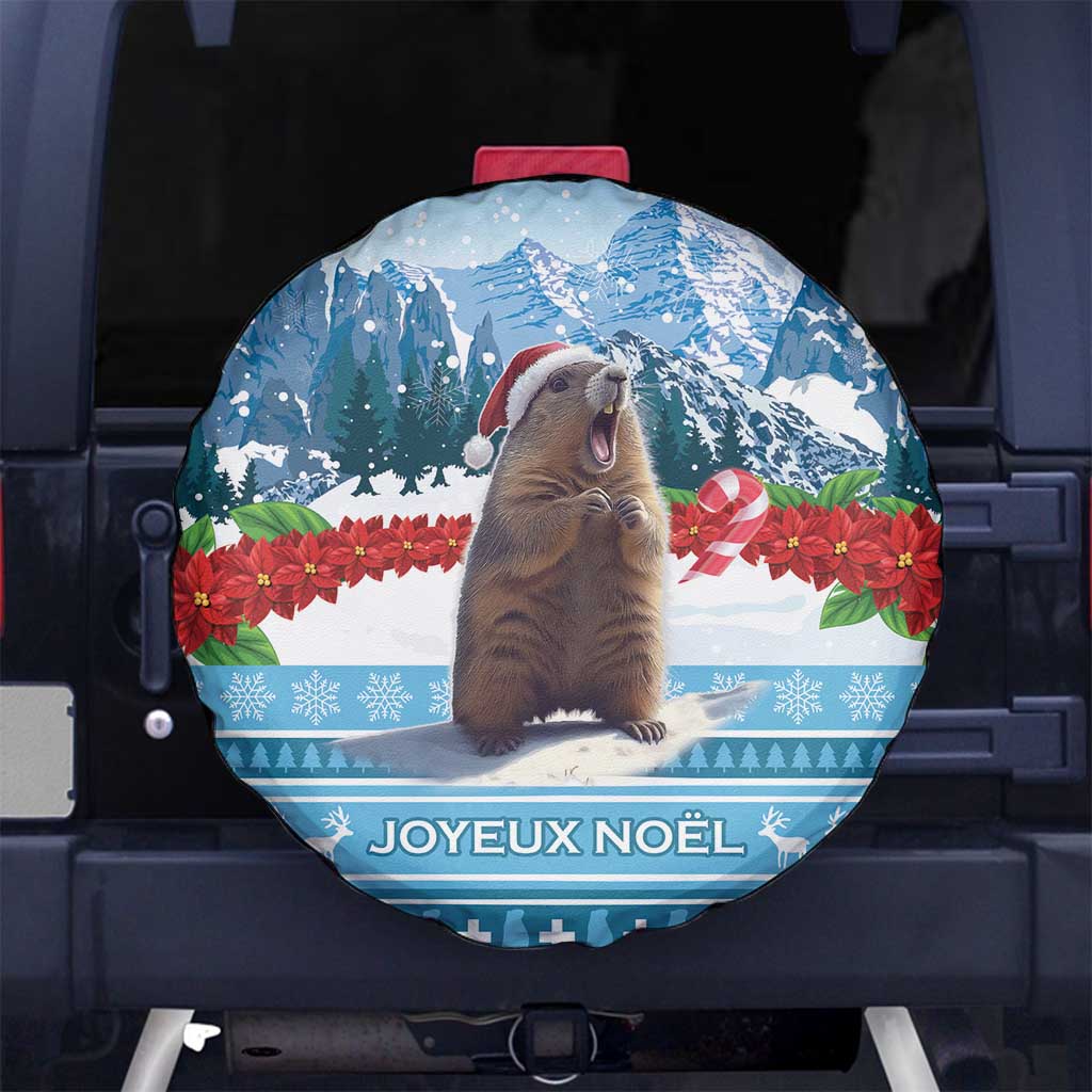 Switzerland Christmas Marmot Spare Tire Cover Joyeux Noel - Wonder Print Shop
