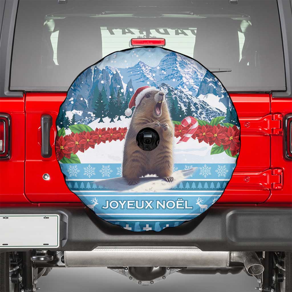 Switzerland Christmas Marmot Spare Tire Cover Joyeux Noel - Wonder Print Shop