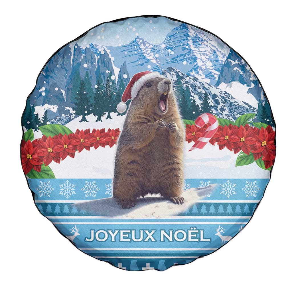 Switzerland Christmas Marmot Spare Tire Cover Joyeux Noel - Wonder Print Shop