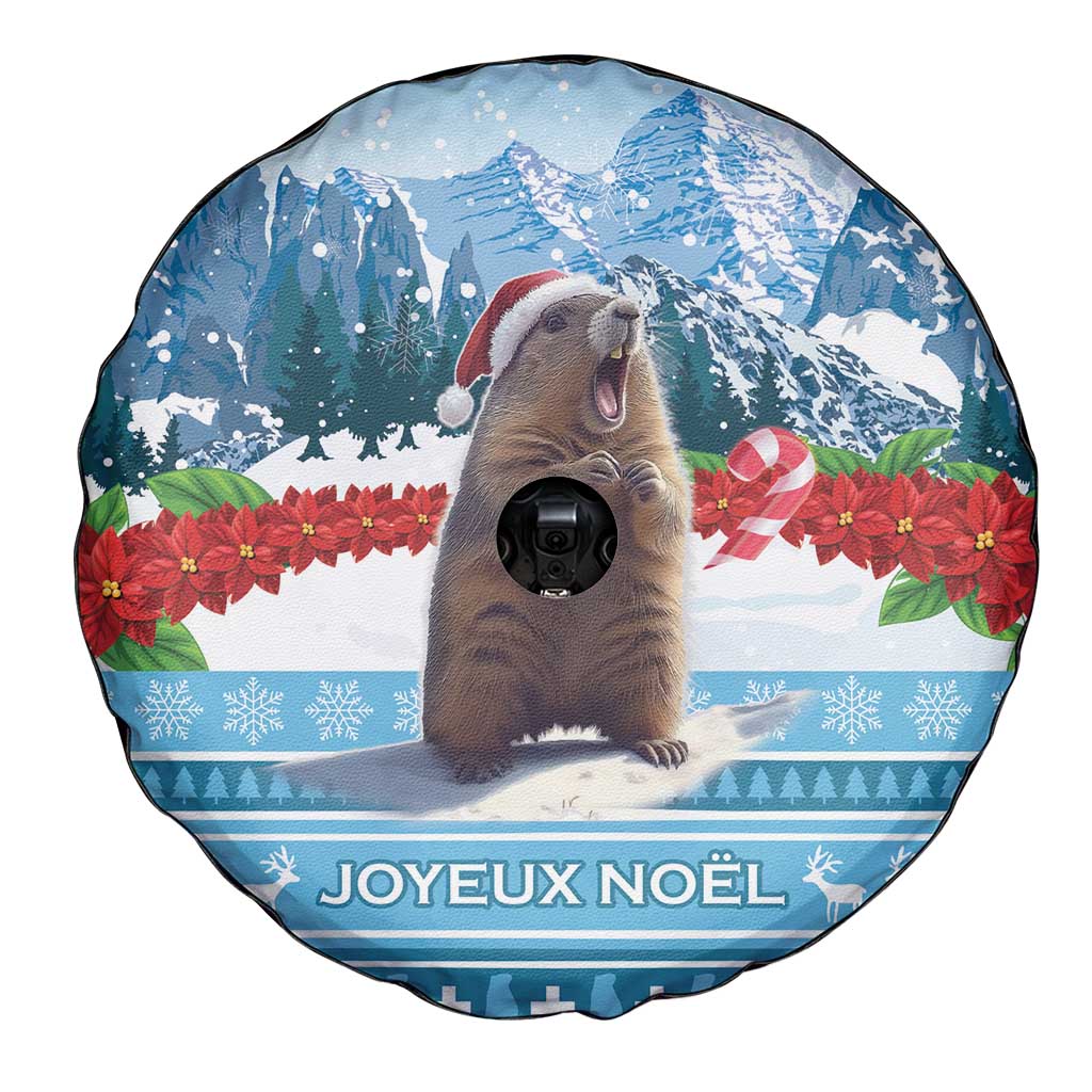 Switzerland Christmas Marmot Spare Tire Cover Joyeux Noel - Wonder Print Shop