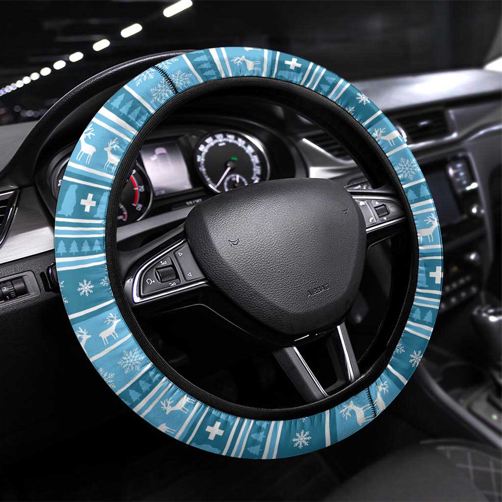 Switzerland Christmas Marmot Steering Wheel Cover Joyeux Noel - Wonder Print Shop