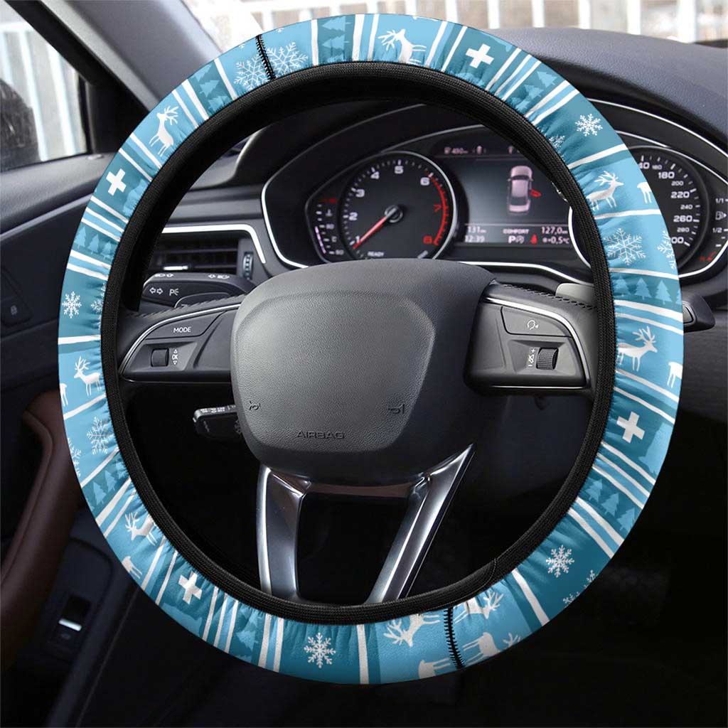 Switzerland Christmas Marmot Steering Wheel Cover Joyeux Noel - Wonder Print Shop