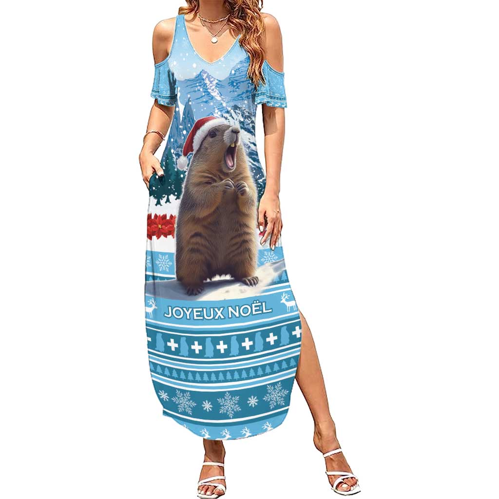Switzerland Christmas Marmot Summer Maxi Dress Joyeux Noel - Wonder Print Shop