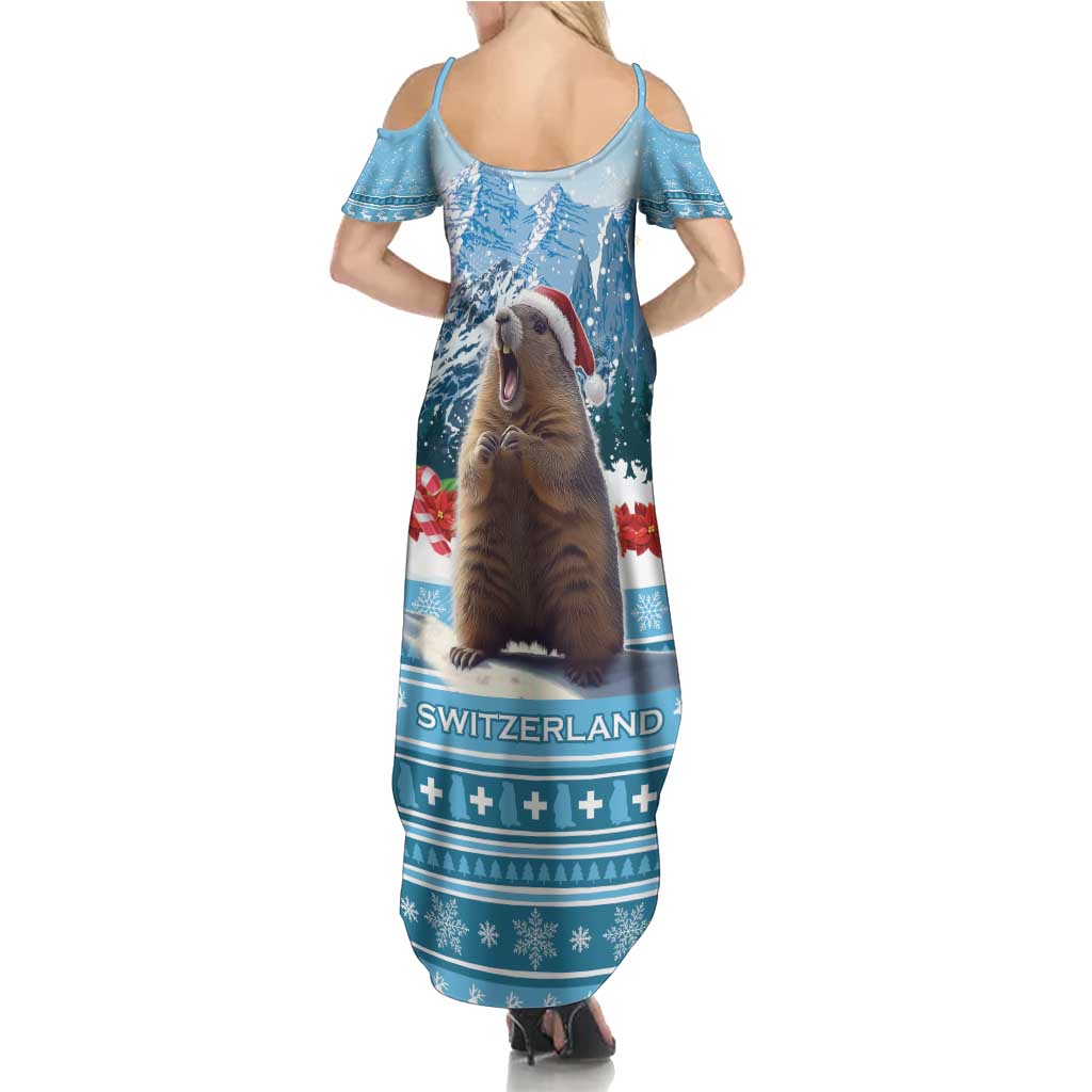 Switzerland Christmas Marmot Summer Maxi Dress Joyeux Noel - Wonder Print Shop