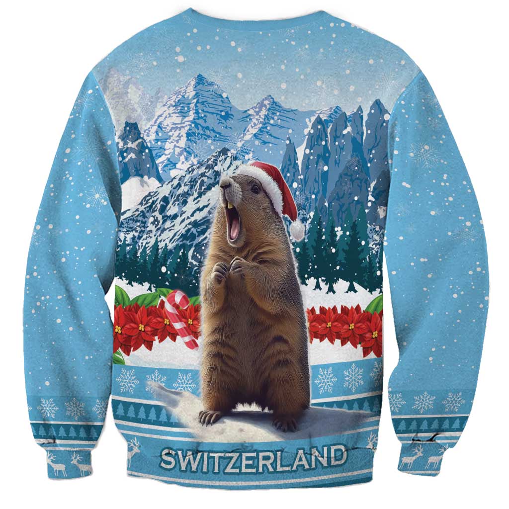 Switzerland Christmas Marmot Sweatshirt Joyeux Noel - Wonder Print Shop