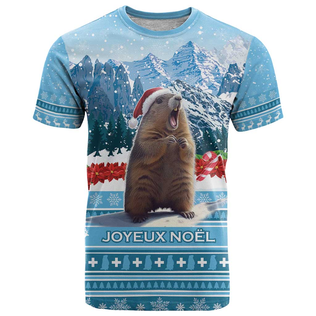 Switzerland Christmas Marmot T Shirt Joyeux Noel - Wonder Print Shop