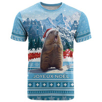 Switzerland Christmas Marmot T Shirt Joyeux Noel - Wonder Print Shop