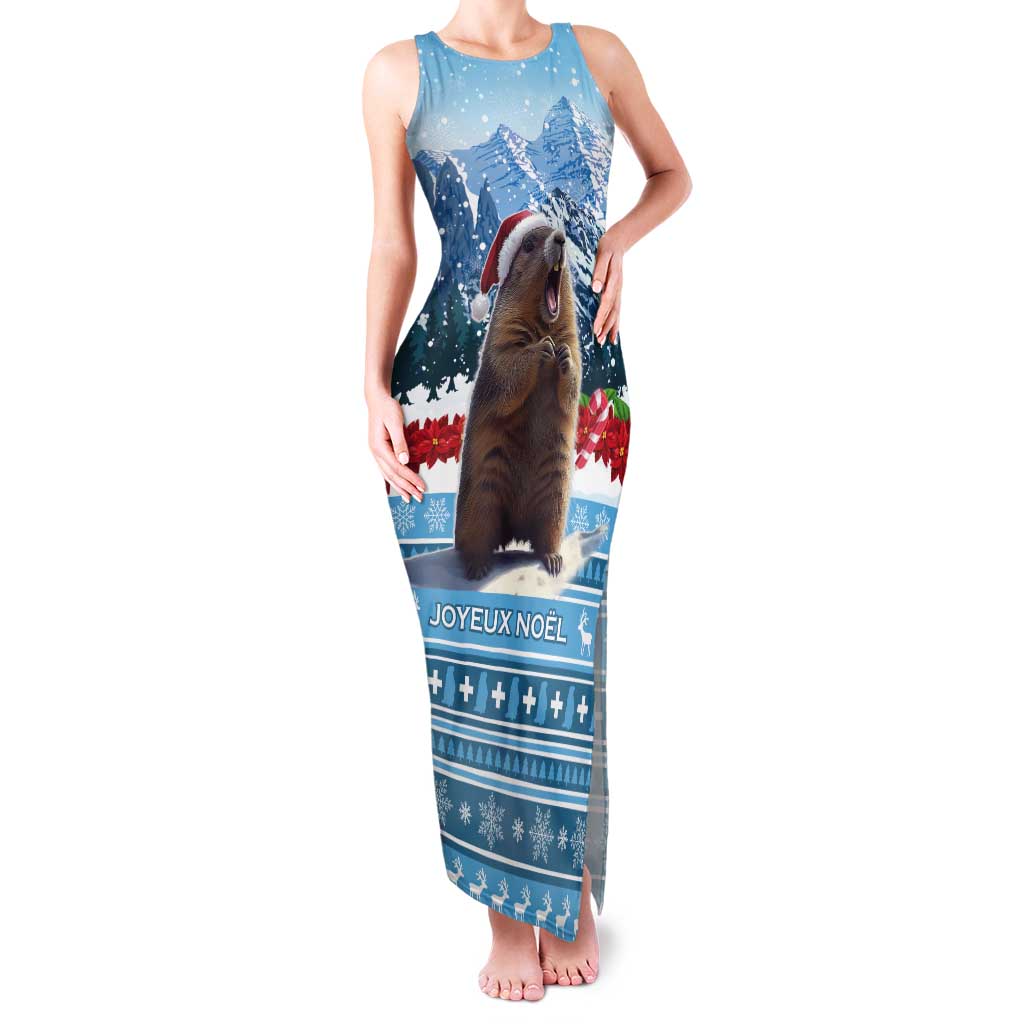 Switzerland Christmas Marmot Tank Maxi Dress Joyeux Noel - Wonder Print Shop