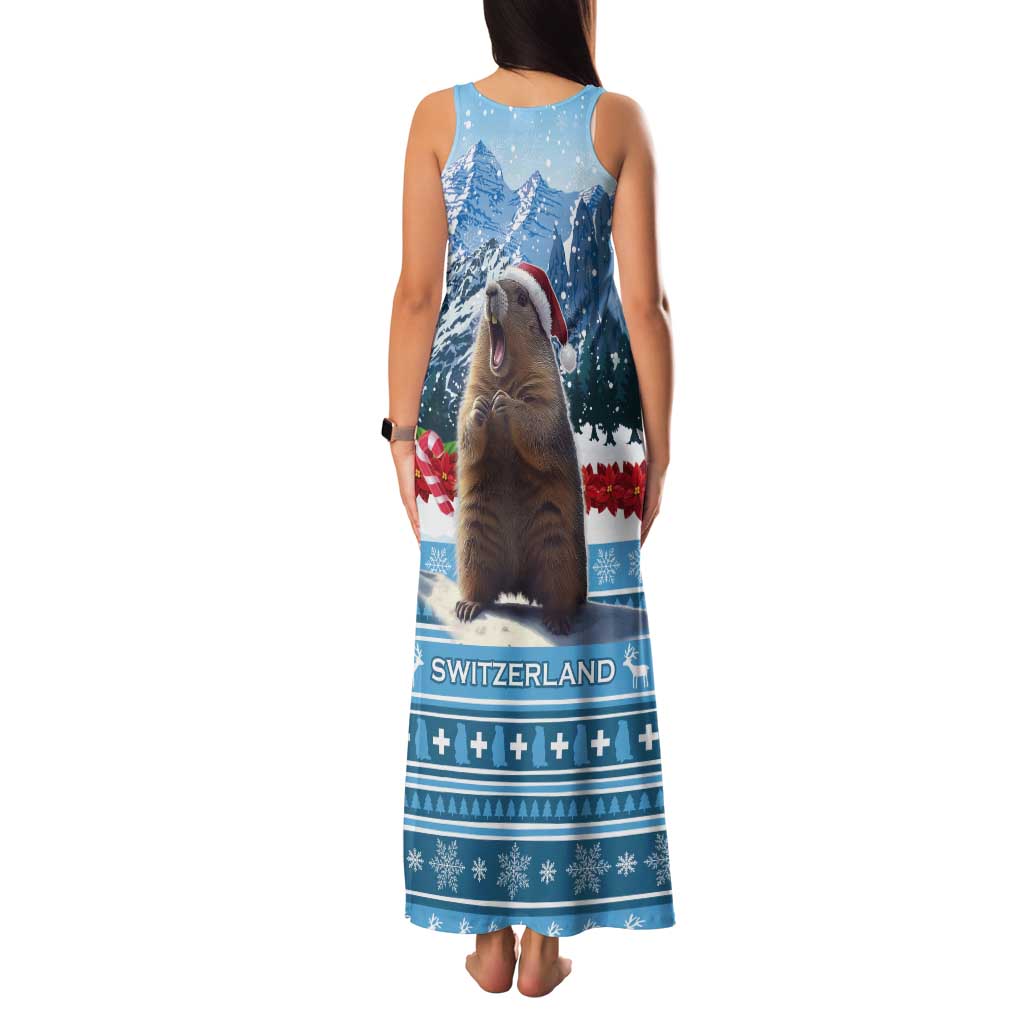 Switzerland Christmas Marmot Tank Maxi Dress Joyeux Noel - Wonder Print Shop