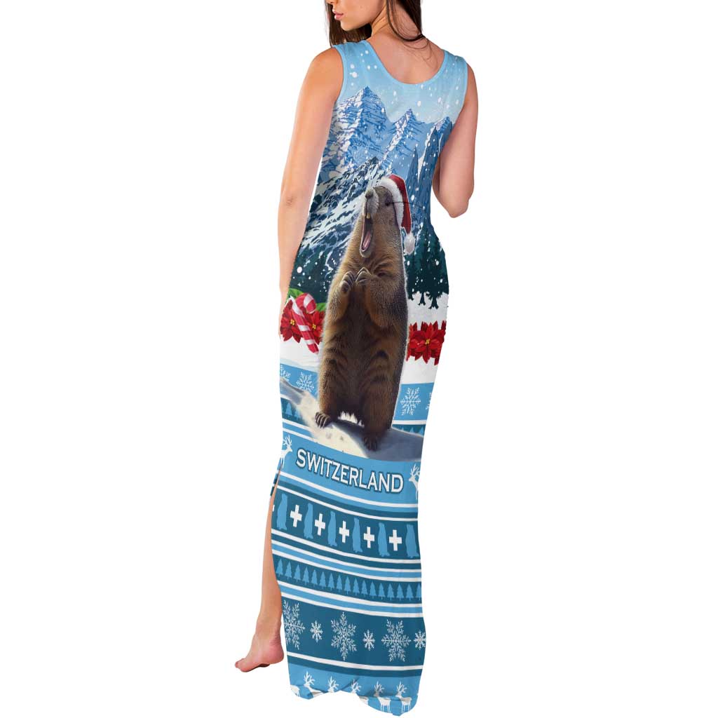 Switzerland Christmas Marmot Tank Maxi Dress Joyeux Noel - Wonder Print Shop