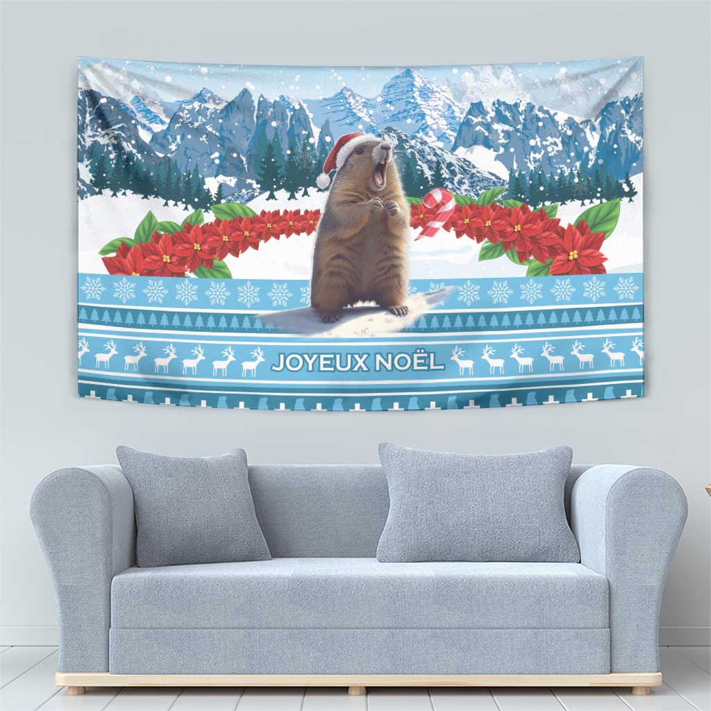 Switzerland Christmas Marmot Tapestry Joyeux Noel - Wonder Print Shop