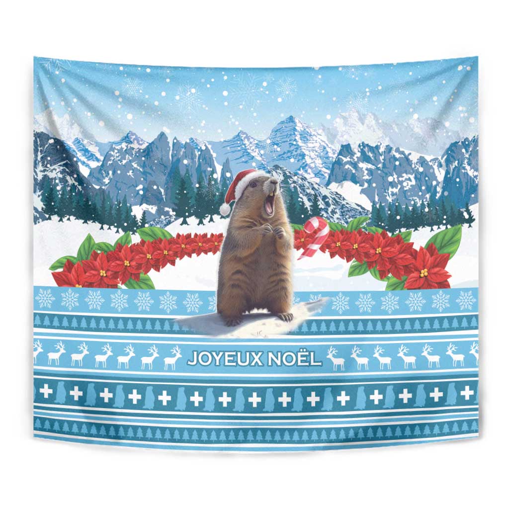 Switzerland Christmas Marmot Tapestry Joyeux Noel - Wonder Print Shop