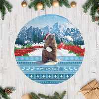 Switzerland Christmas Marmot Tree Skirt Joyeux Noel - Wonder Print Shop