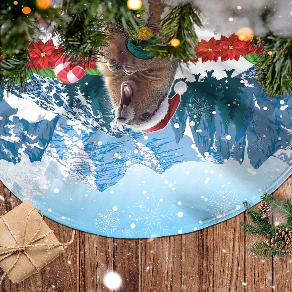 Switzerland Christmas Marmot Tree Skirt Joyeux Noel - Wonder Print Shop
