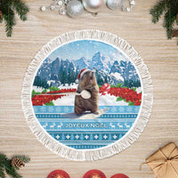 Switzerland Christmas Marmot Tree Skirt Joyeux Noel - Wonder Print Shop