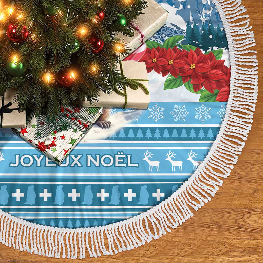 Switzerland Christmas Marmot Tree Skirt Joyeux Noel - Wonder Print Shop