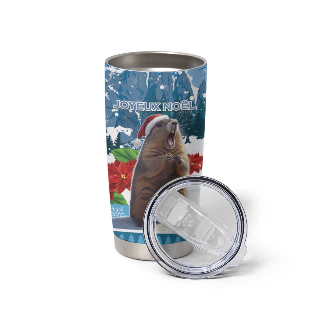 Switzerland Christmas Marmot Tumbler Cup Joyeux Noel - Wonder Print Shop