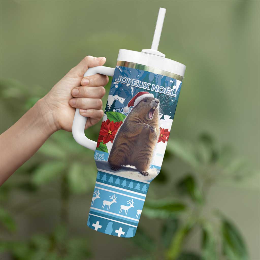 Switzerland Christmas Marmot Tumbler With Handle Joyeux Noel - Wonder Print Shop