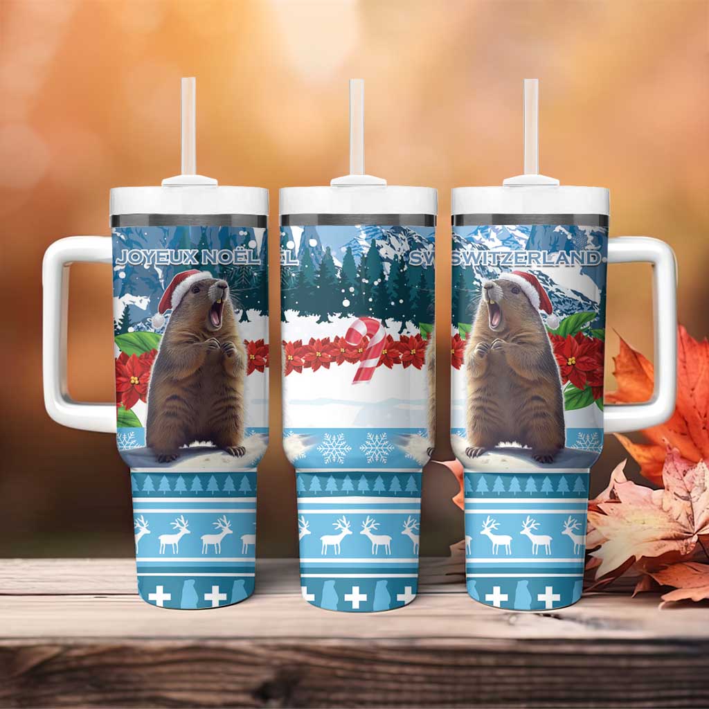 Switzerland Christmas Marmot Tumbler With Handle Joyeux Noel - Wonder Print Shop