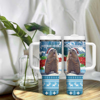 Switzerland Christmas Marmot Tumbler With Handle Joyeux Noel - Wonder Print Shop