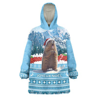 Switzerland Christmas Marmot Wearable Blanket Hoodie Joyeux Noel - Wonder Print Shop