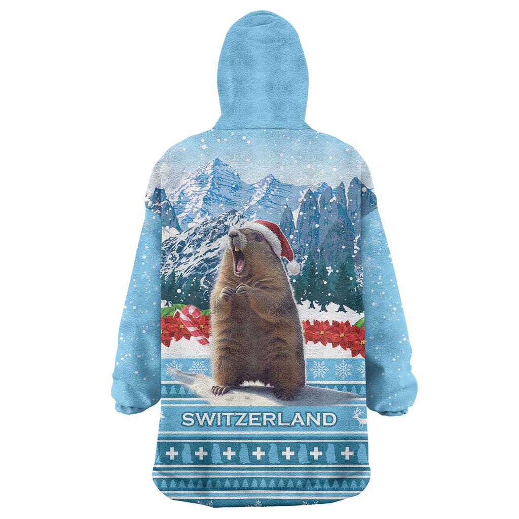 Switzerland Christmas Marmot Wearable Blanket Hoodie Joyeux Noel - Wonder Print Shop