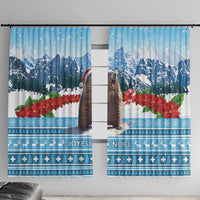 Switzerland Christmas Marmot Window Curtain Joyeux Noel - Wonder Print Shop