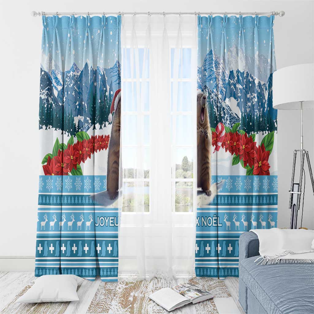 Switzerland Christmas Marmot Window Curtain Joyeux Noel - Wonder Print Shop