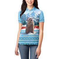 Switzerland Christmas Marmot Women Polo Shirt Joyeux Noel - Wonder Print Shop