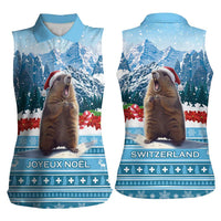 Switzerland Christmas Marmot Women Sleeveless Polo Shirt Joyeux Noel - Wonder Print Shop