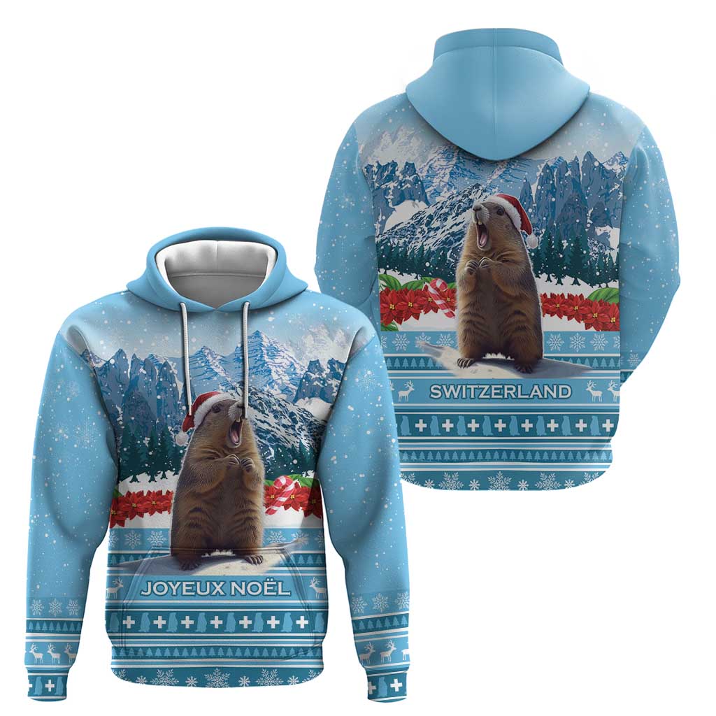 Switzerland Christmas Marmot Zip Hoodie Joyeux Noel - Wonder Print Shop