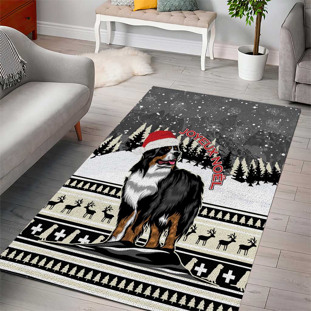 Switzerland Christmas Bernese Mountain Dog Area Rug Joyeux Noel - Wonder Print Shop