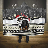 Switzerland Christmas Bernese Mountain Dog Hooded Blanket Joyeux Noel