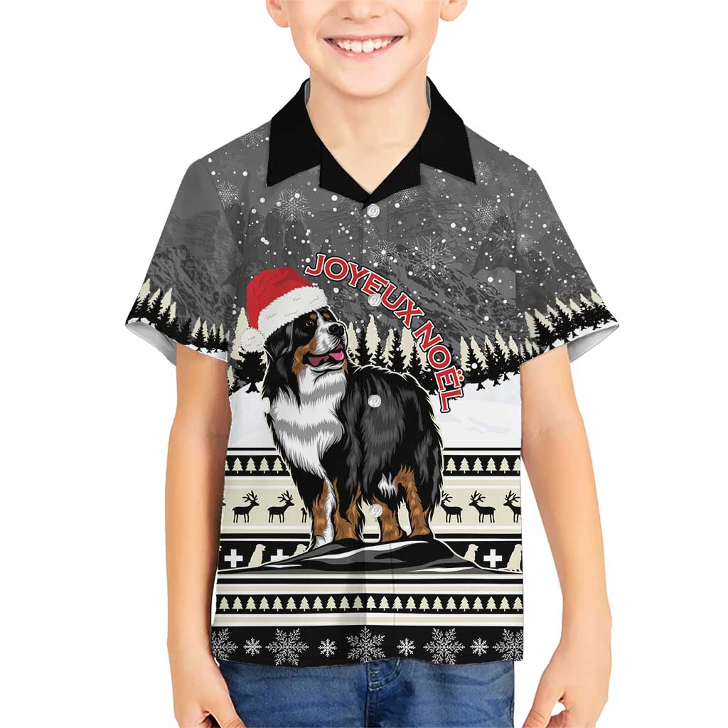 Switzerland Christmas Bernese Mountain Dog Kid Hawaiian Shirt Joyeux Noel - Wonder Print Shop