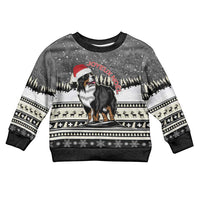 Switzerland Christmas Bernese Mountain Dog Kid Ugly Christmas Sweater Joyeux Noel - Wonder Print Shop