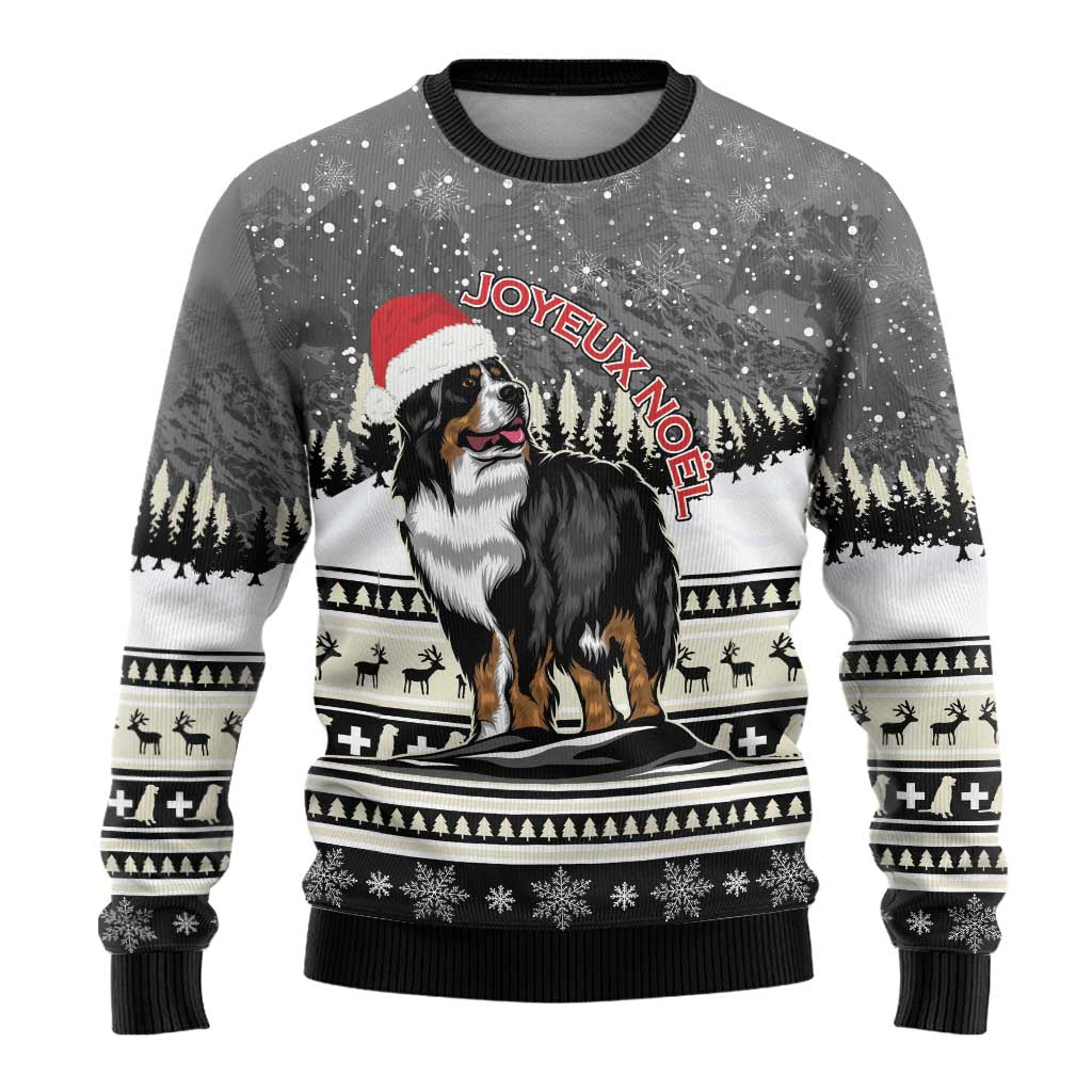 Switzerland Christmas Bernese Mountain Dog Ugly Christmas Sweater Joyeux Noel - Wonder Print Shop