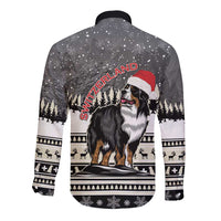Switzerland Christmas Bernese Mountain Dog Long Sleeve Button Shirt Joyeux Noel - Wonder Print Shop