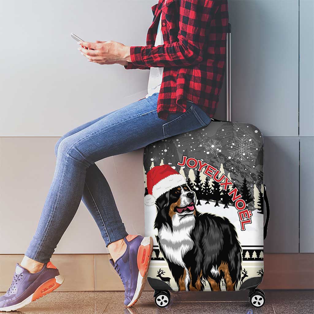 Switzerland Christmas Bernese Mountain Dog Luggage Cover Joyeux Noel - Wonder Print Shop