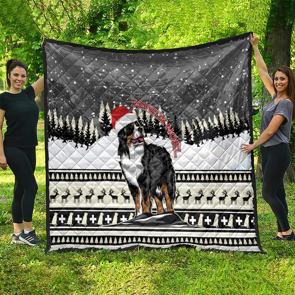 Switzerland Christmas Bernese Mountain Dog Quilt Joyeux Noel - Wonder Print Shop