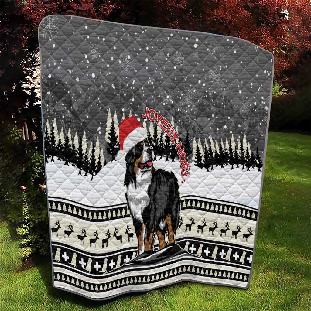 Switzerland Christmas Bernese Mountain Dog Quilt Joyeux Noel - Wonder Print Shop