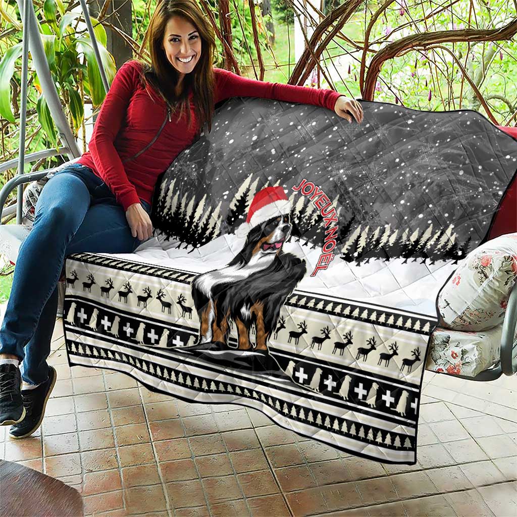 Switzerland Christmas Bernese Mountain Dog Quilt Joyeux Noel - Wonder Print Shop
